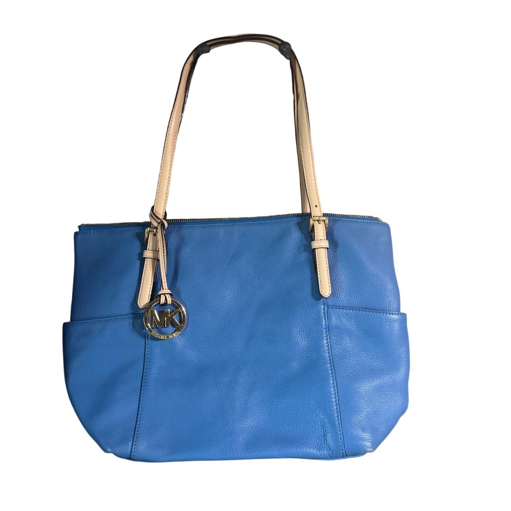 Michael Kors Large Women Bedford Pebbled Leather Maximalist Blue